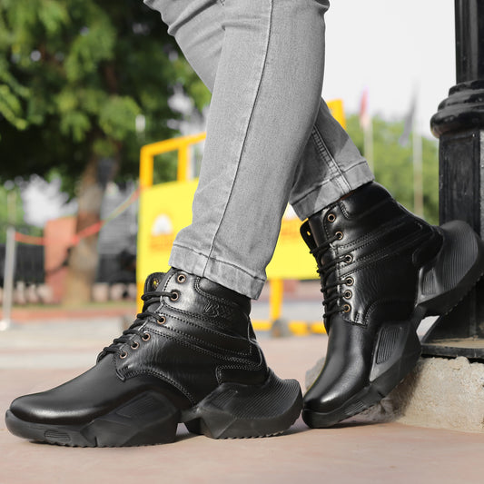 Men's 4 Inch Hidden Height Increasing Lace-up Ankle Boots