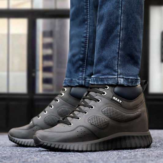Men's 3 Inch Hidden Height Increasing Elevator Lace-up Boots for Men